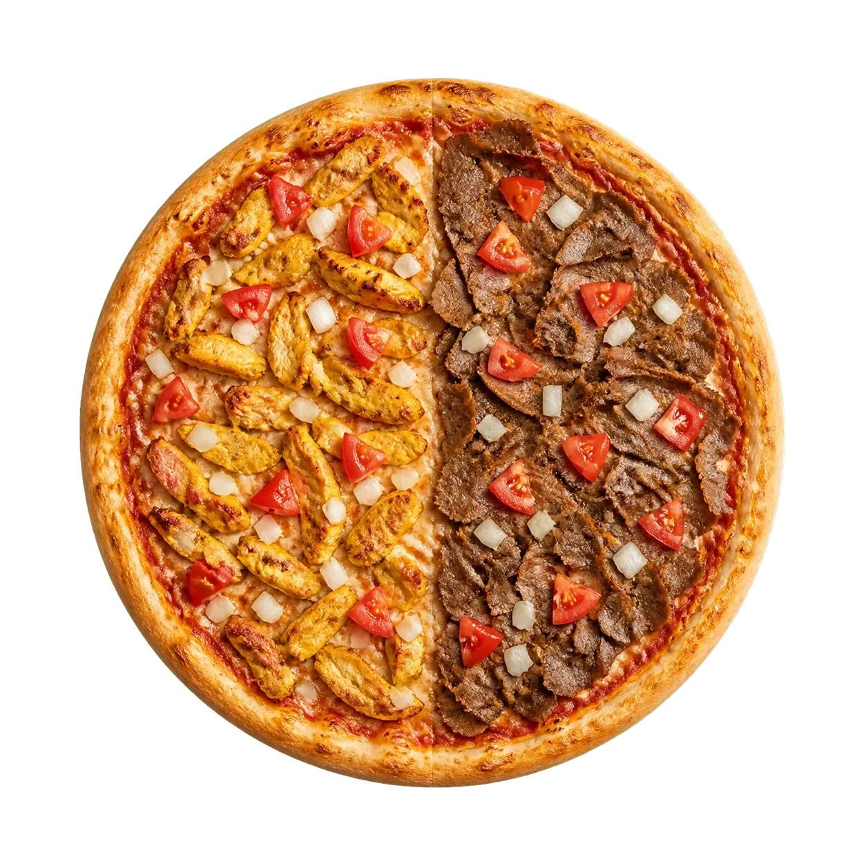 Pizza 50/50 Gyros/Döner jeweils zur Hälfte